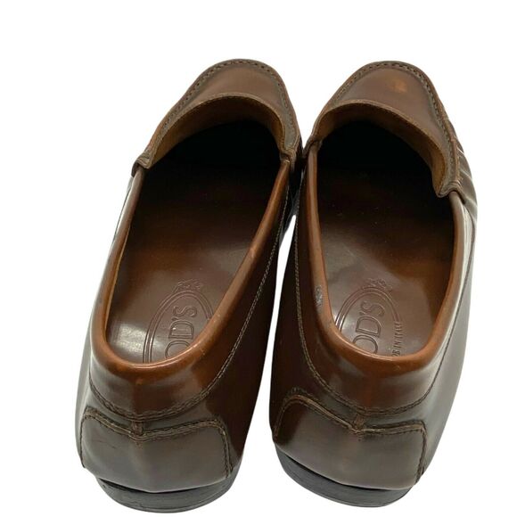 Tod’s Driving Loafer Mens Brown Leather Round Toe Slip On Casual Size 10 - Picture 4 of 12